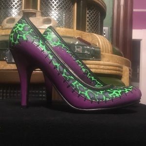 TUK Cramps Heels 8 Purple Green Stitches